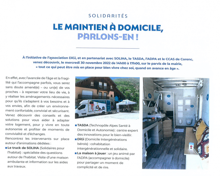 Le maintien à domicile, parlons en! Association des Centres de